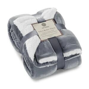 Sherpa Velvet Throw Blanket Super Soft Reversible Ultra Plush , 50 X 60 New Gray